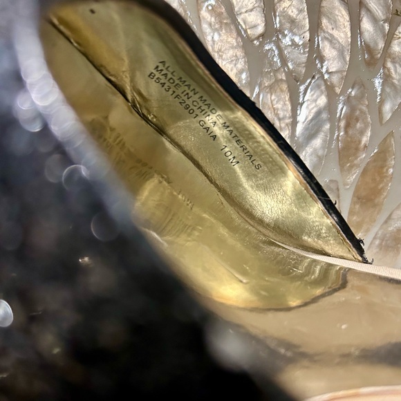 Carlos Santana Gaia Black and Gold Shimmer Studded Heels - Picture 5 of 8